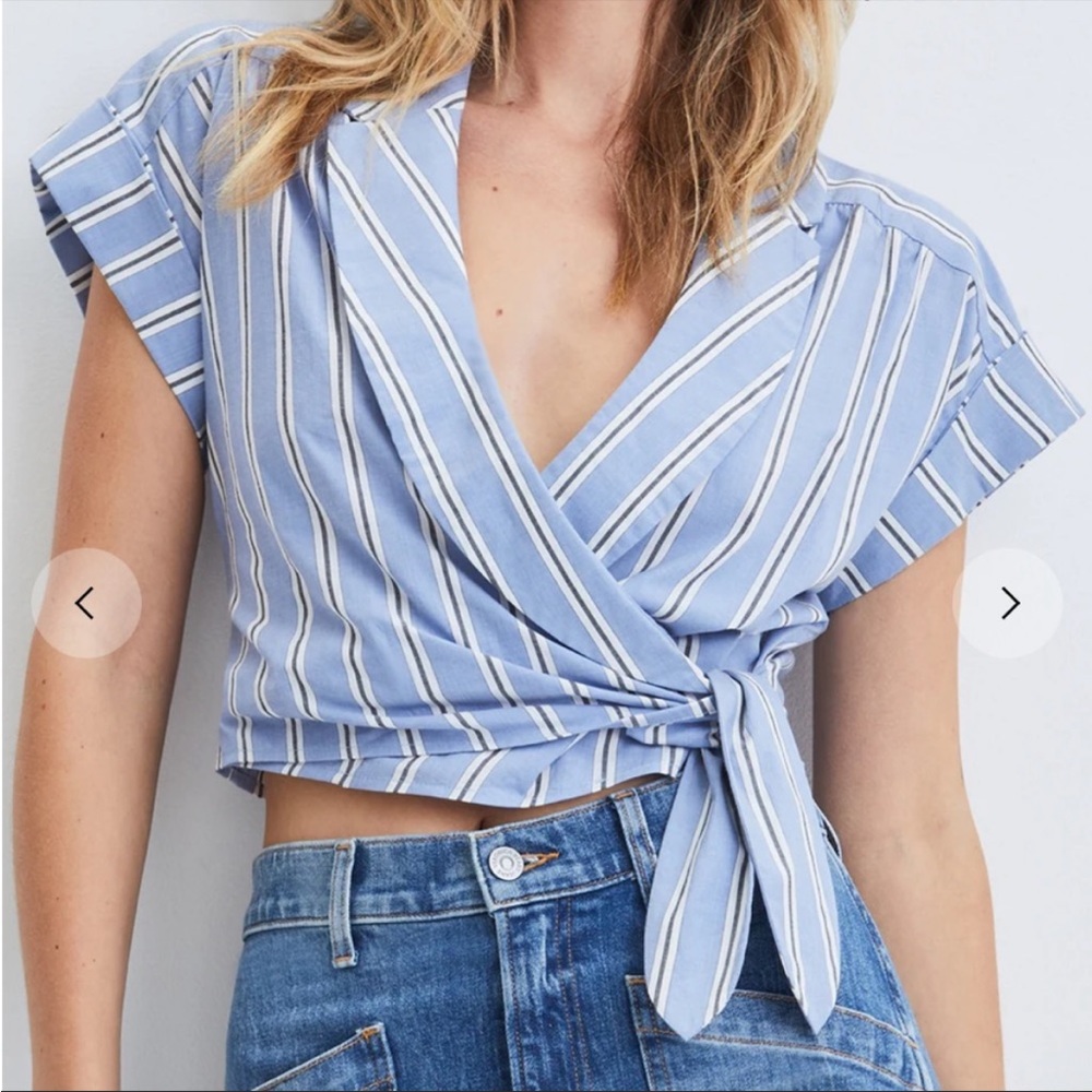 Veronica Beard striped crop wrap shirt. Brand new